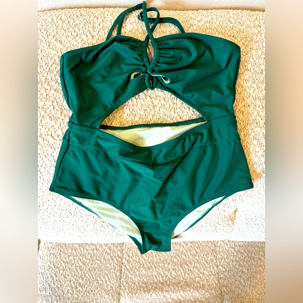 Green Halter One-Piece Swimsuit